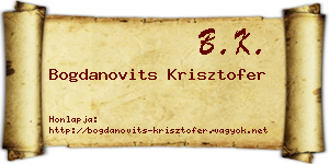 Bogdanovits Krisztofer névjegykártya